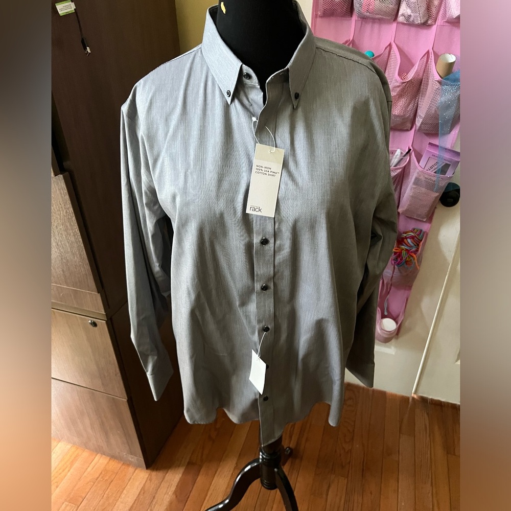 NWT Nordstrom Rack men’s button down dress shirt, size 18, 34-35.